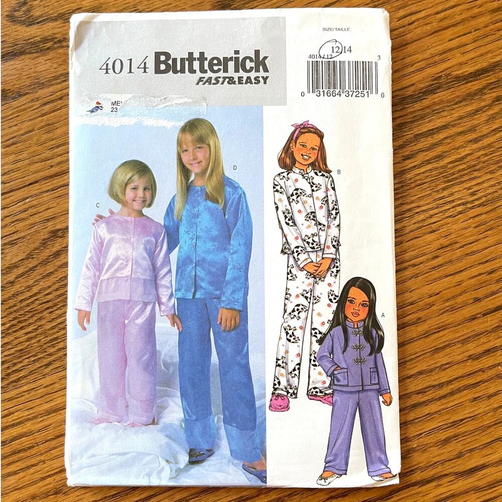 Vintage 2000s Y2K Butterick 4014 Sewing Pattern Womens Sz XS Pajama Set COMPLETE